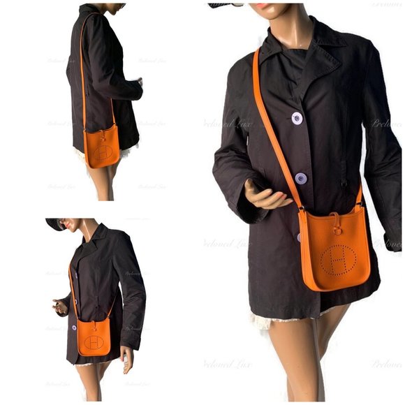 Authentic HERMES Orange Epsom Mini Evelyne TPM Crossbody Bag - Picture 15 of 16